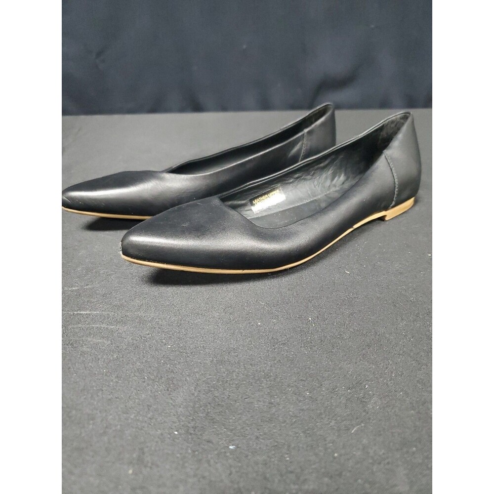Coach and Four Avio Ballet Flats Black Leather Pointed Toe Size 7.5 M Made Italy